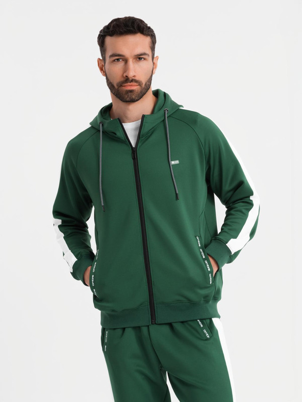 Ombre Clothing Férfi oldschool melegítő szett kapucnis pulóver + jogger nadrág - sötétzöld V7 Z118 Ombre Clothing