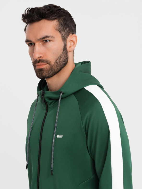 Ombre Clothing Férfi oldschool melegítő szett kapucnis pulóver + jogger nadrág - sötétzöld V7 Z118 Ombre Clothing