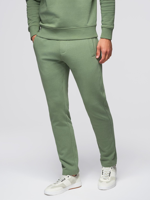 Ombre Clothing Férfi melegítő szett kerek nyakú pulóver + regular fit nadrág - világos zöld V3 Z122 Ombre Clothing