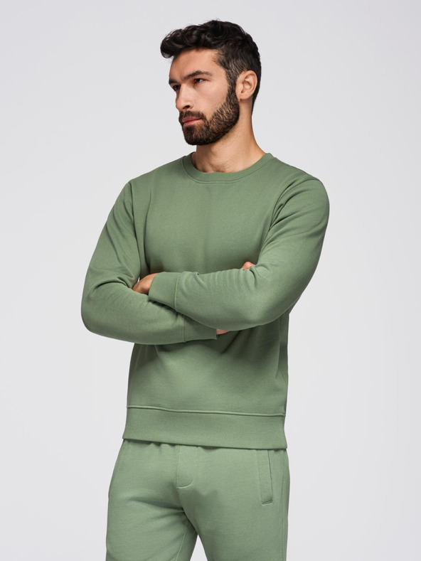 Ombre Clothing Férfi melegítő szett kerek nyakú pulóver + regular fit nadrág - világos zöld V3 Z122 Ombre Clothing