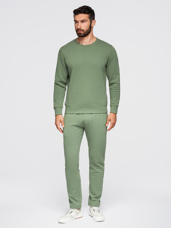 Ombre Clothing Férfi melegítő szett kerek nyakú pulóver + regular fit nadrág - világos zöld V3 Z122 Ombre Clothing