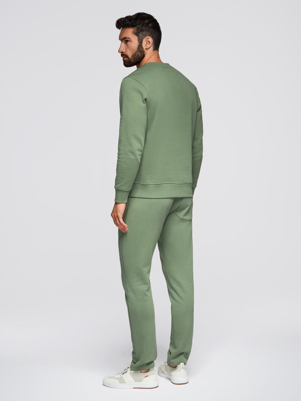 Ombre Clothing Férfi melegítő szett kerek nyakú pulóver + regular fit nadrág - világos zöld V3 Z122 Ombre Clothing