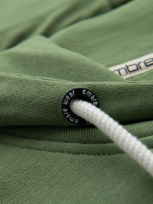 Ombre Clothing Férfi kenguru pulóver BASIC kapucival - zöld V3 B1674 Ombre Clothing