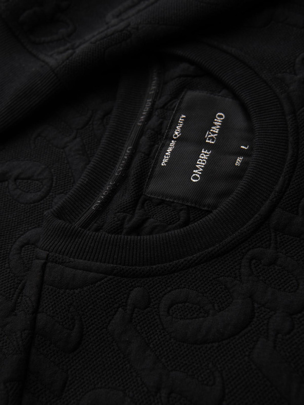 Ombre Clothing Férfi pulóver RELAXED FIT nyomott felirattal - fekete V1 B1712 Ombre Clothing