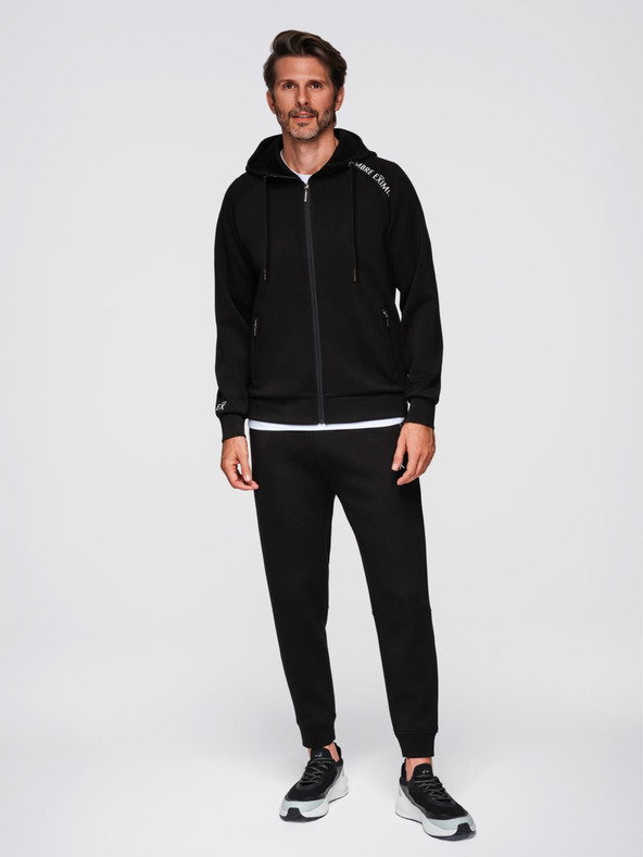 Ombre Clothing Férfi melegítő szett kapucnis pulóver + jogger melegítő - fekete V1 Z115 Ombre Clothing