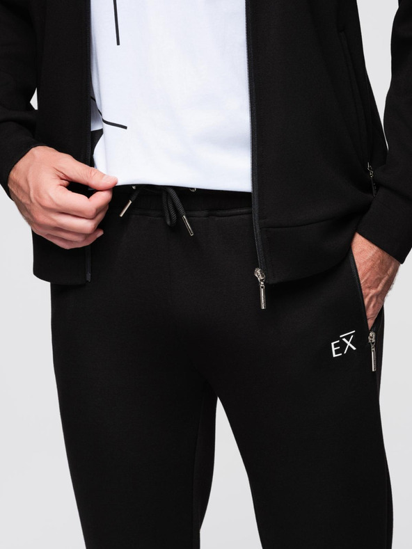 Ombre Clothing Férfi melegítő szett kapucnis pulóver + jogger melegítő - fekete V1 Z115 Ombre Clothing