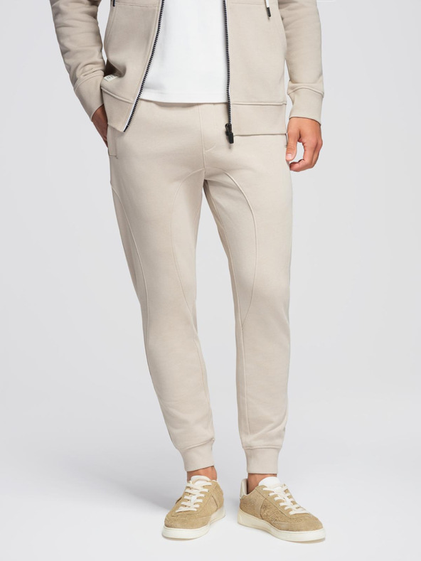 Ombre Clothing Férfi melegítő szett kapucnis pulóver + jogger nadrág - bézs V1 Z119 Ombre Clothing