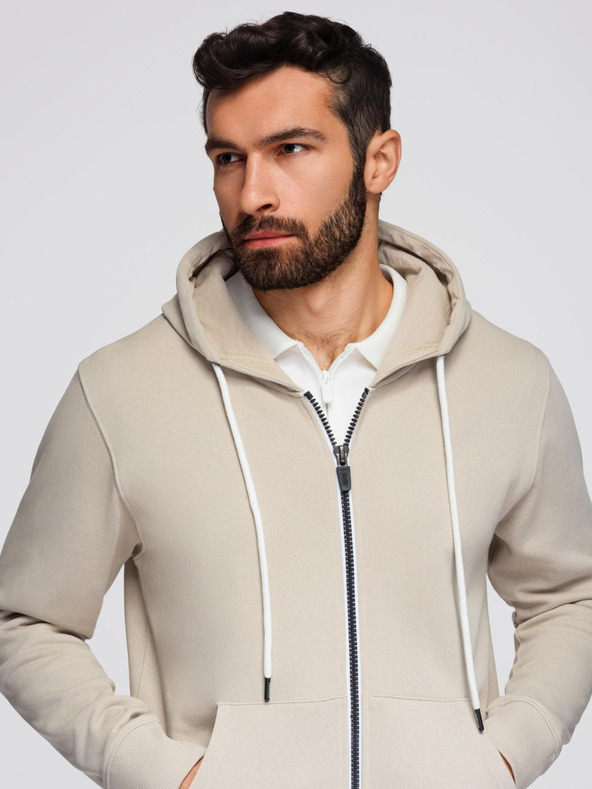 Ombre Clothing Férfi melegítő szett kapucnis pulóver + jogger nadrág - bézs V1 Z119 Ombre Clothing