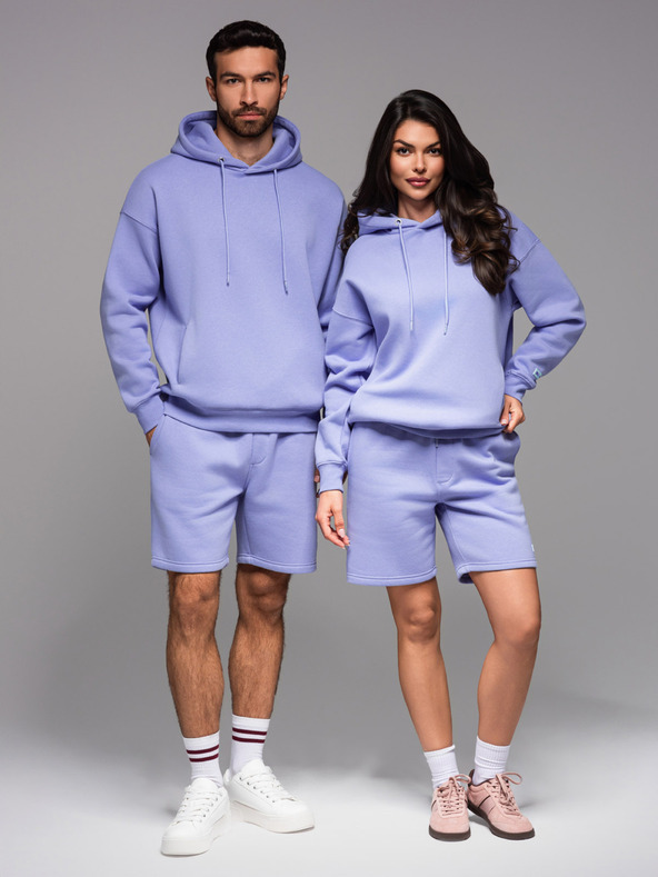 Ombre Clothing UNISEX melegítő szett pulóver + rövidnadrág - levendula V9 Z110 Ombre Clothing
