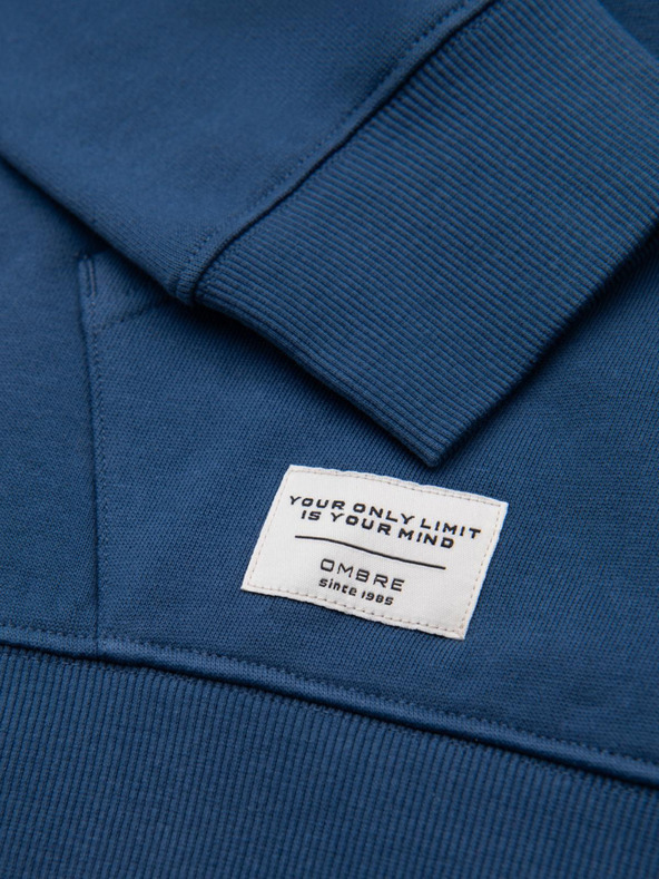 Ombre Clothing Férfi pulóver BASIC kenguru zsebbel és kapucival - sötét kék V4 B1674 Ombre Clothing