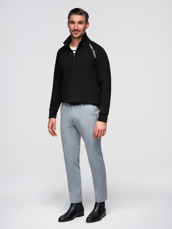 Ombre Clothing Férfi pulóver magas állványnyakkal és kontraszt nyomattal - fekete V1 OM-SSZP-0211 Ombre Clothing