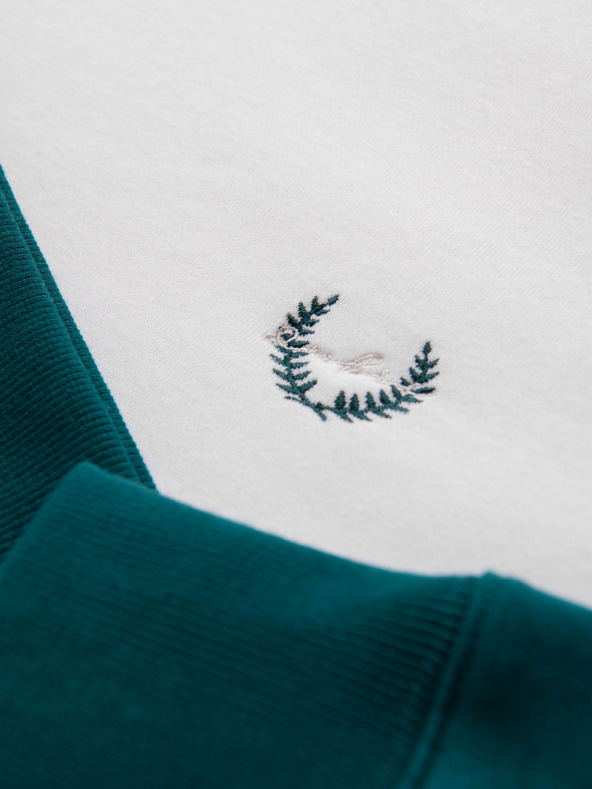 Ombre Clothing Férfi kontraszt pulóver raglan ujjakkal - krém és sötét zöld V1 OM-SSNZ-0239 Ombre Clothing