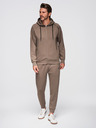 Ombre Clothing Férfi melegítő szett kapucnis pulóver + jogger melegítő - szürkebarna V3 Z115 Ombre Clothing