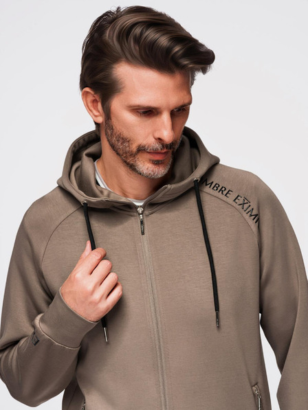 Ombre Clothing Férfi melegítő szett kapucnis pulóver + jogger melegítő - szürkebarna V3 Z115 Ombre Clothing