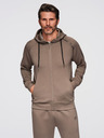 Ombre Clothing Férfi melegítő szett kapucnis pulóver + jogger melegítő - szürkebarna V3 Z115 Ombre Clothing