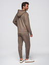Ombre Clothing Férfi melegítő szett kapucnis pulóver + jogger melegítő - szürkebarna V3 Z115 Ombre Clothing