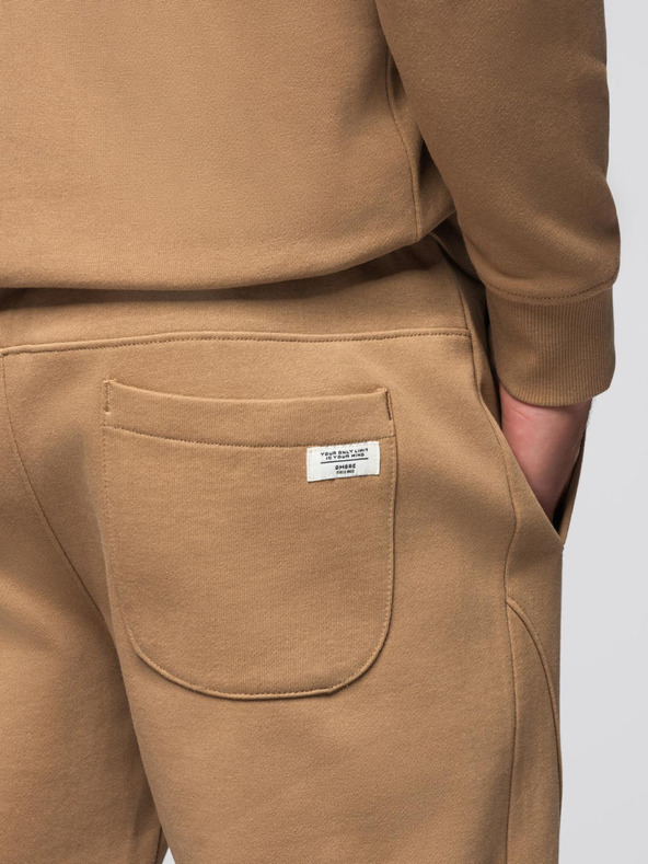 Ombre Clothing Férfi melegítő szett kapucnis pulóver + jogger nadrág - teve V2 Z119 Ombre Clothing