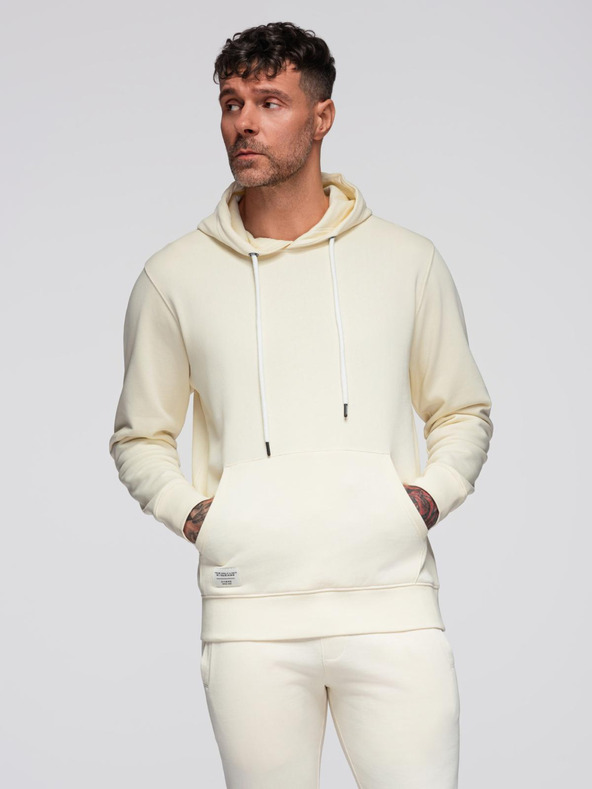 Ombre Clothing Férfi melegítő szett pulóver + regular fit nadrág - krém V11 Z120 Ombre Clothing