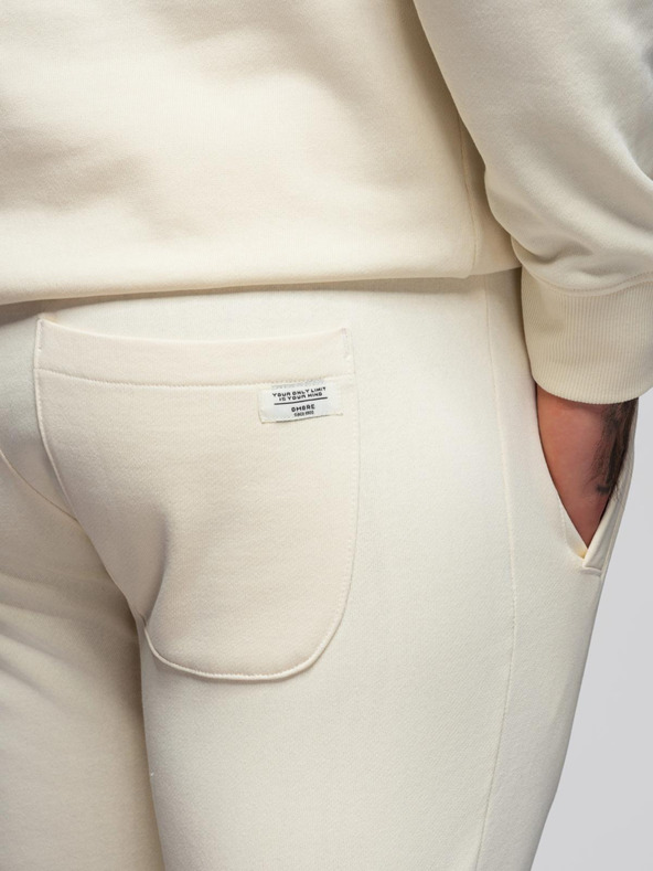 Ombre Clothing Férfi melegítő szett pulóver + regular fit nadrág - krém V11 Z120 Ombre Clothing