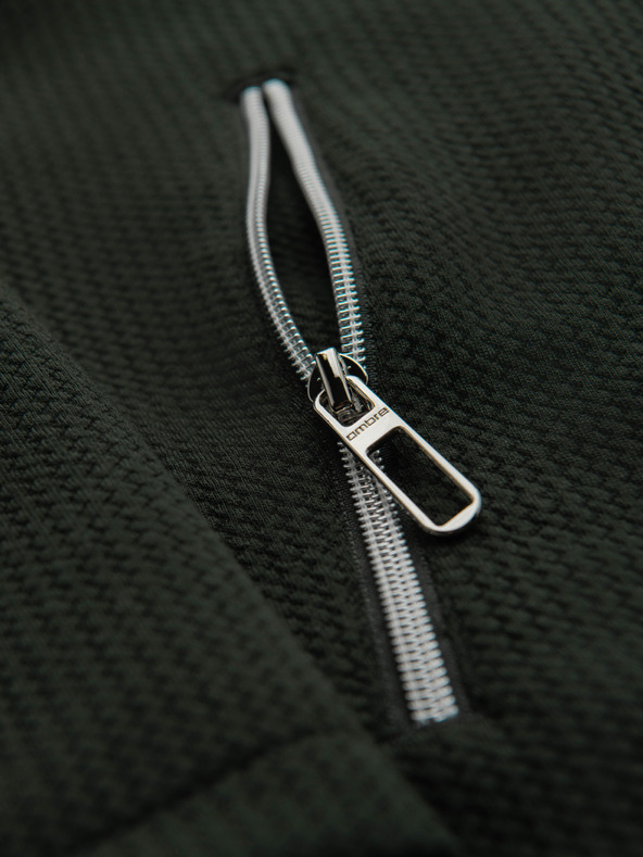 Ombre Clothing Férfi strukturált dzseki magas nyakkivágással - sötétzöld V3 OM-JANP-0229 Ombre Clothing