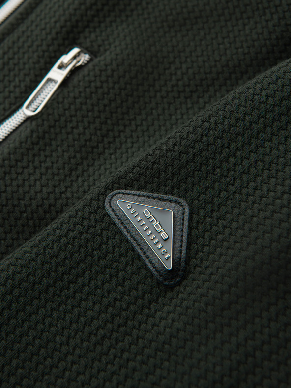 Ombre Clothing Férfi strukturált dzseki magas nyakkivágással - sötétzöld V3 OM-JANP-0229 Ombre Clothing