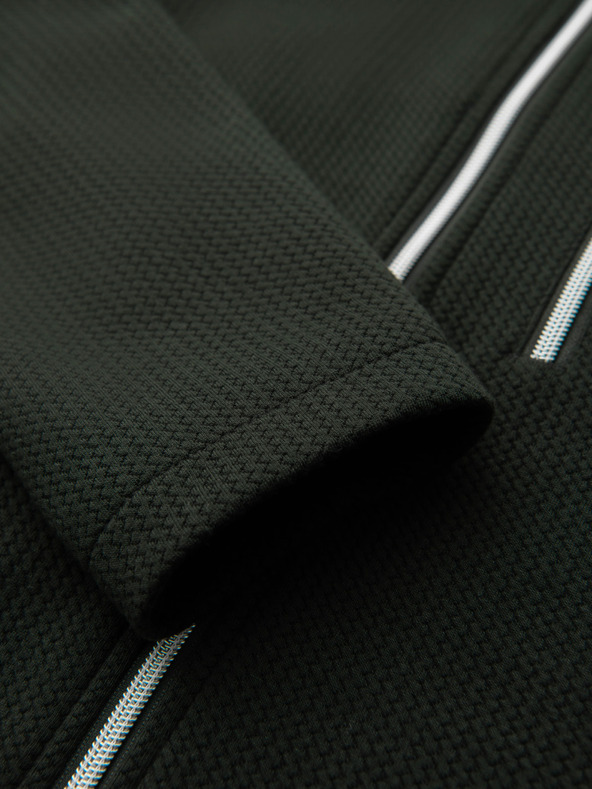 Ombre Clothing Férfi strukturált dzseki magas nyakkivágással - sötétzöld V3 OM-JANP-0229 Ombre Clothing