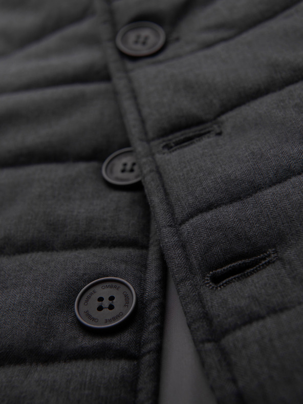 Ombre Clothing Férfi varrott elegáns mellény - grafitszürke melír V1 OM-JAVJ-0275 Ombre Clothing