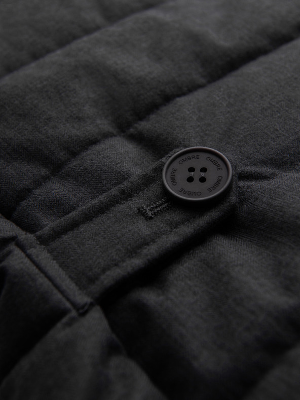 Ombre Clothing Férfi varrott elegáns mellény - grafitszürke melír V1 OM-JAVJ-0275 Ombre Clothing