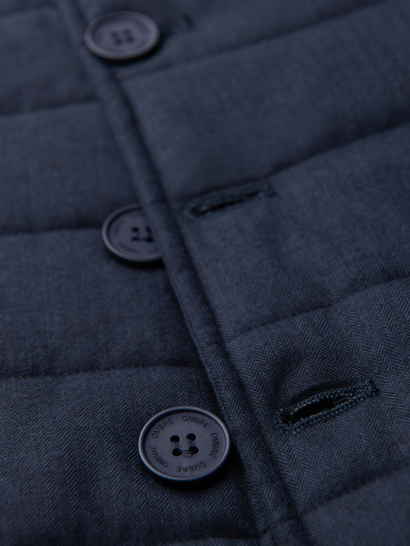 Ombre Clothing Férfi elegáns varrott mellény - sötétkék melanzs V3 OM-JAVJ-0275 Ombre Clothing