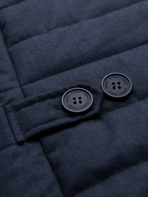 Ombre Clothing Férfi elegáns varrott mellény - sötétkék melanzs V3 OM-JAVJ-0275 Ombre Clothing