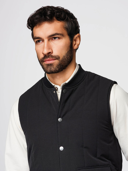 Ombre Clothing Férfi lezser ujjatlan mellény függőleges varrással - fekete V1 OM-JAVJ-0323 Ombre Clothing