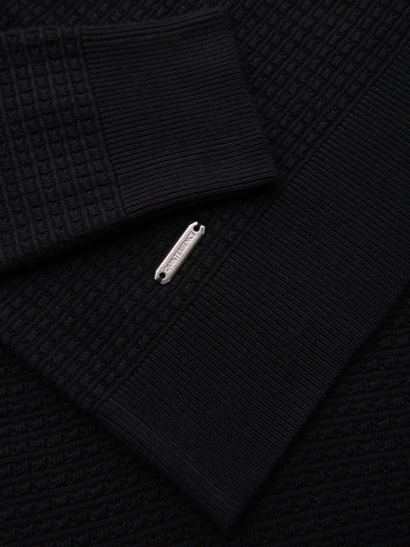 Ombre Clothing Strukturált férfi pulóver kerek nyakkivágással - fekete V3 OM-SWSW-0181 Ombre Clothing