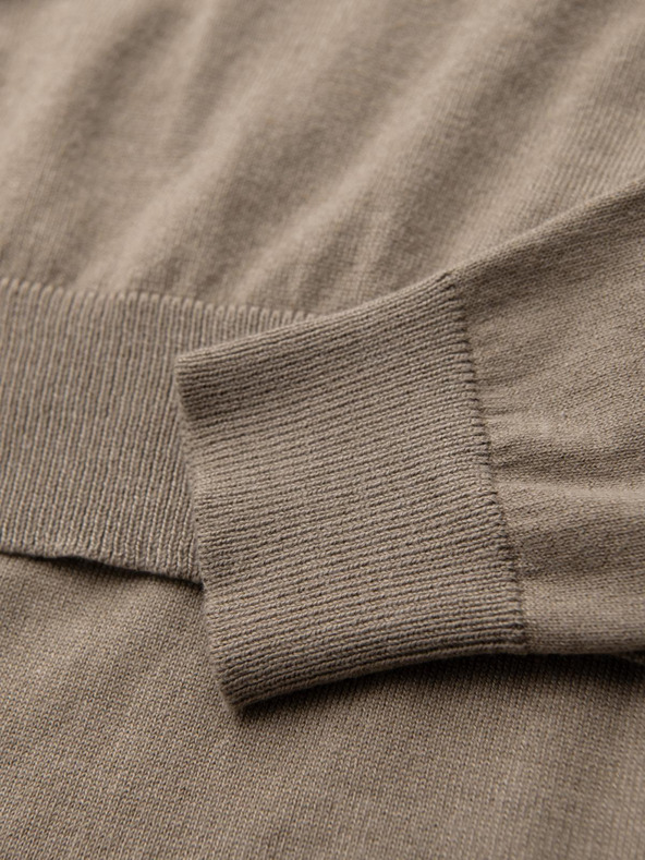 Ombre Clothing BASIC férfi klasszikus viszkóz pulóver kerek nyakkivágással - sötét bézs V15 OM-SWBS-0106 Ombre Clothing