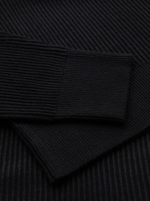 Ombre Clothing Férfi bordázott pulóver gombokkal a nyakkivágásnál - fekete V2 OM-SWSW-0182 Ombre Clothing