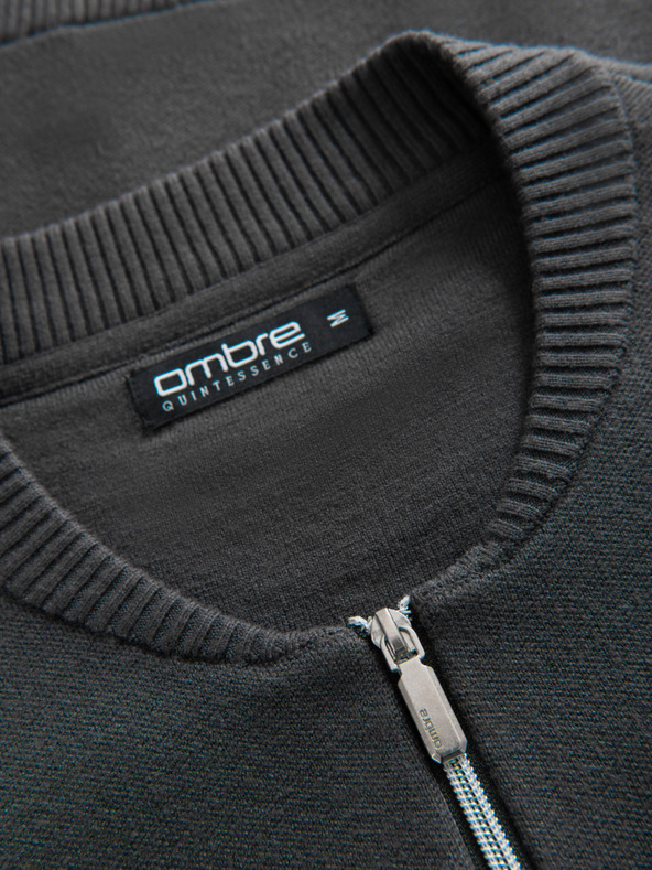 Ombre Clothing Férfi cipzáros pulóver - grafitszürke V2 OM-SWZS-0146 Ombre Clothing