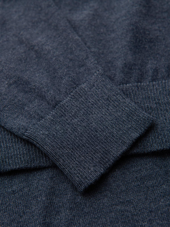 Ombre Clothing BASIC férfi viszkóz pulóver kerek nyakkivágással - sötétkék melír V16 OM-SWBS-0106 Ombre Clothing