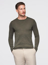 Ombre Clothing Férfi viszkóz BASIC pulóver kerek nyakkivágással - olivazöld melír V17 OM-SWBS-0106 Ombre Clothing