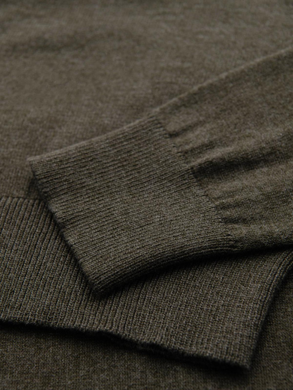 Ombre Clothing Férfi viszkóz BASIC pulóver kerek nyakkivágással - olivazöld melír V17 OM-SWBS-0106 Ombre Clothing