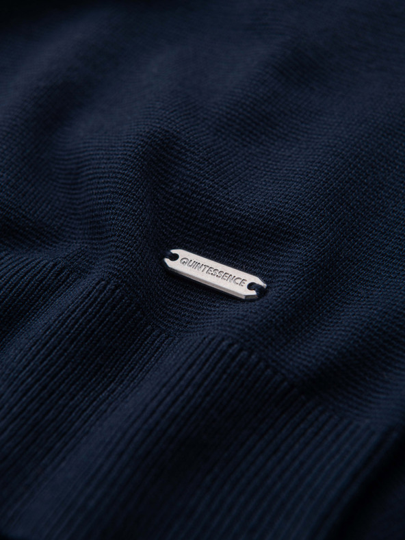 Ombre Clothing Férfi pulóver rugalmas kötésből kerek nyakkivágással klasszikus kötésben - sötétkék V1 OM-SWSW-0183 Ombre Clothing