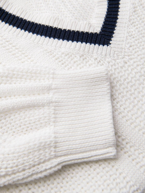 Ombre Clothing Férfi kockás pulóver nyakkivágással - fehér V1 OM-SWSW-0151 Ombre Clothing