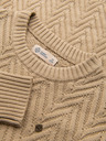 Ombre Clothing Férfi cikk-cakk kötésű pulóver - homokszín V1 OM-SWSW-0147 Ombre Clothing