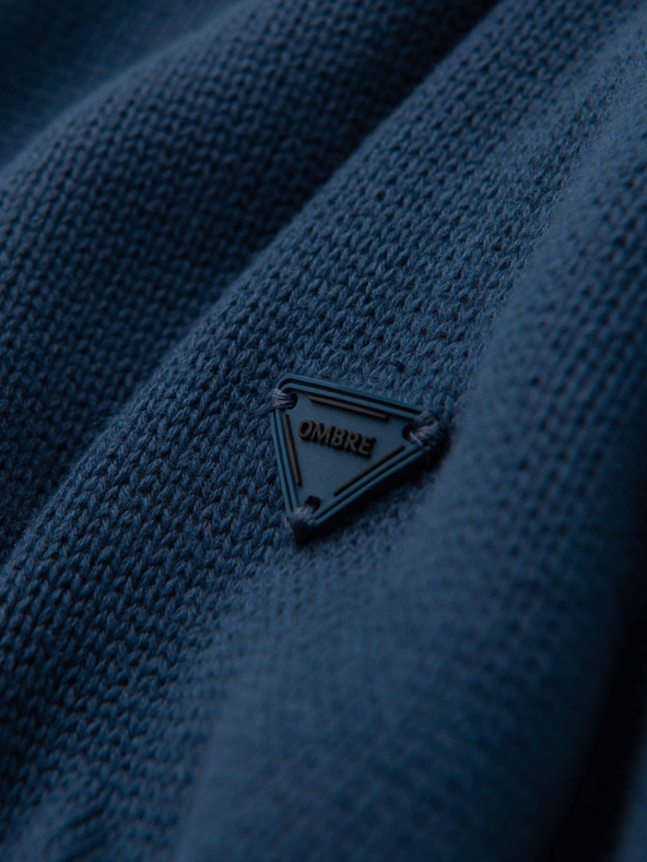 Ombre Clothing Férfi kötött pulóver garbóval - sötétkék V2 OM-SWTN-0163 Ombre Clothing