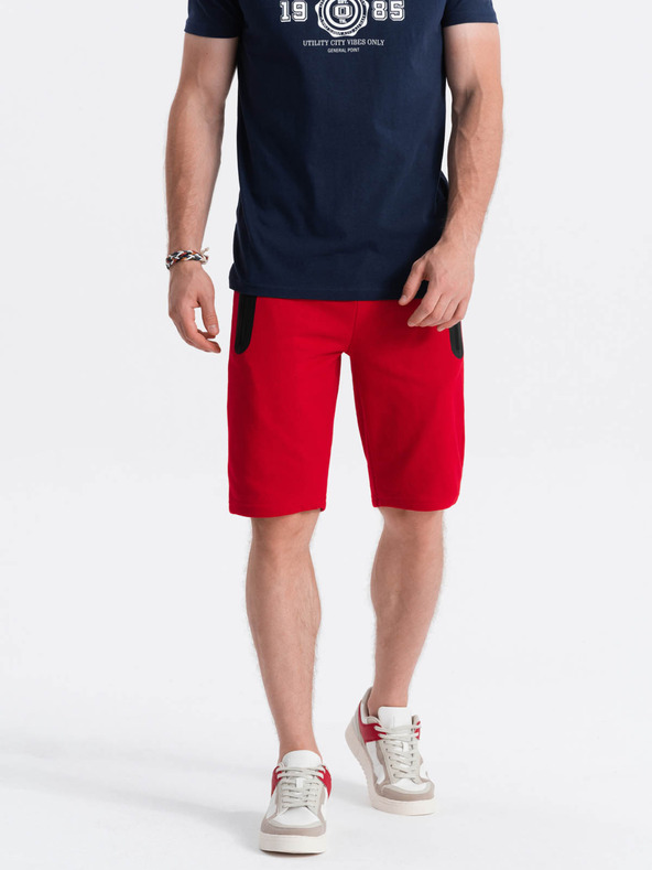 Ombre Clothing Férfi melegítő rövidnadrág - piros V2 W239 Ombre Clothing