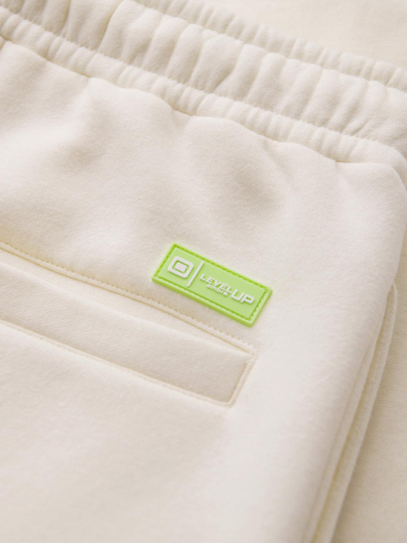 Ombre Clothing Uniszex melegítő rövidnadrág bordázott derekkal - krém V2 OU-SRBC-0101 Ombre Clothing