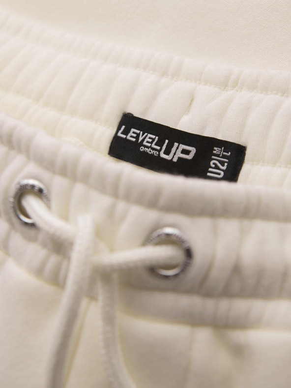 Ombre Clothing Uniszex melegítő rövidnadrág bordázott derekkal - krém V2 OU-SRBC-0101 Ombre Clothing