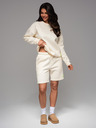 Ombre Clothing Uniszex melegítő rövidnadrág bordázott derekkal - krém V2 OU-SRBC-0101 Ombre Clothing
