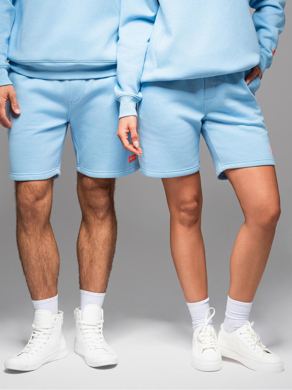 Ombre Clothing Uniszex melegítő rövidnadrág bordázott derekkal - kék V8 OU-SRBC-0101 Ombre Clothing