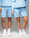 Ombre Clothing Uniszex melegítő rövidnadrág bordázott derekkal - kék V8 OU-SRBC-0101 Ombre Clothing