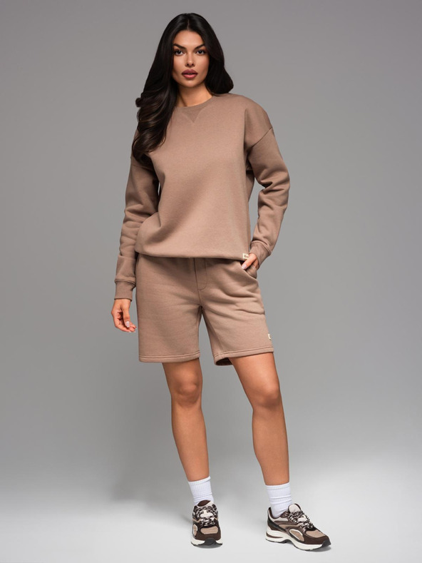 Ombre Clothing Uniszex melegítő rövidnadrág bordázott derekkal - barna V16 OU-SRBC-0101 Ombre Clothing