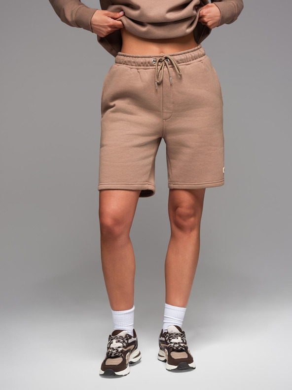 Ombre Clothing Uniszex melegítő rövidnadrág bordázott derekkal - barna V16 OU-SRBC-0101 Ombre Clothing
